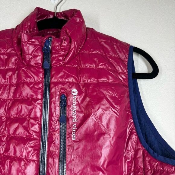 Vineyard Vines Shiny Mountain Weekend Quilted Vest Beet Red Women’s Size Medium - Picture 2 of 9